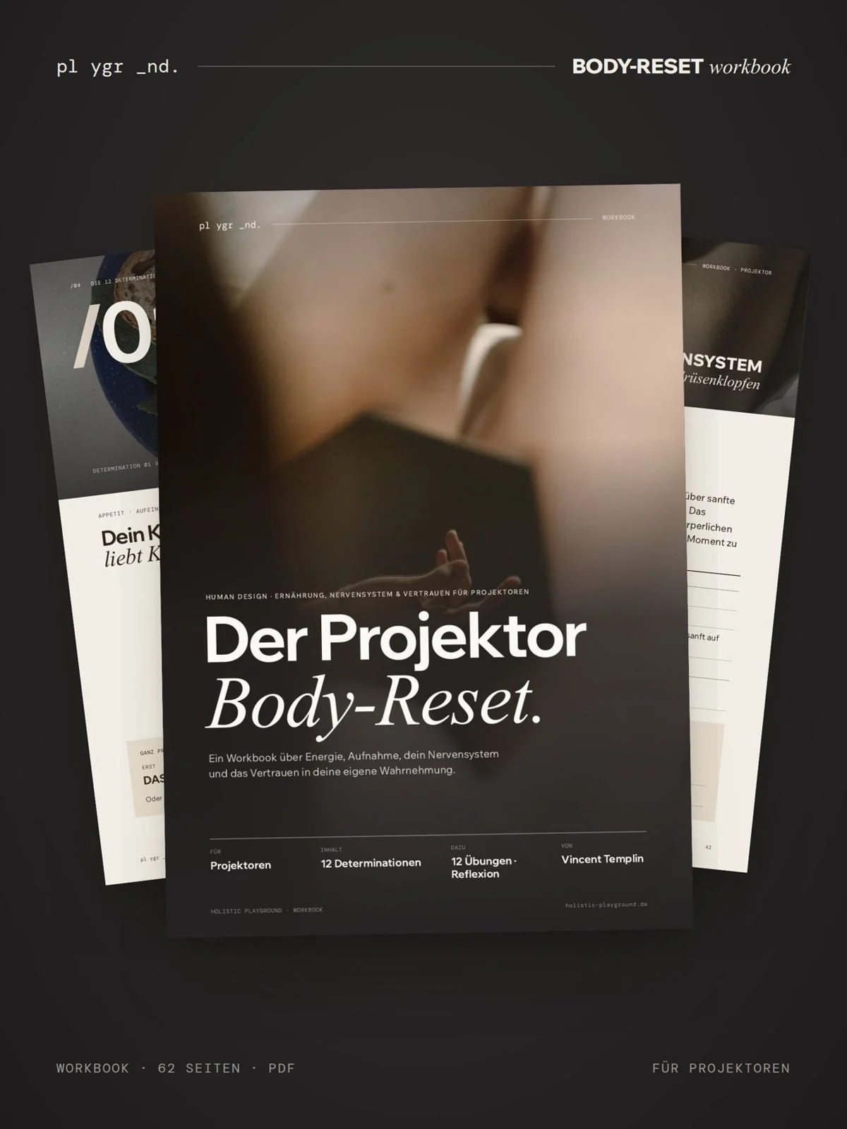 Workbook „Projektor Body Reset“ mit Innenseiten zu Körper, Nervensystem und Human Design
